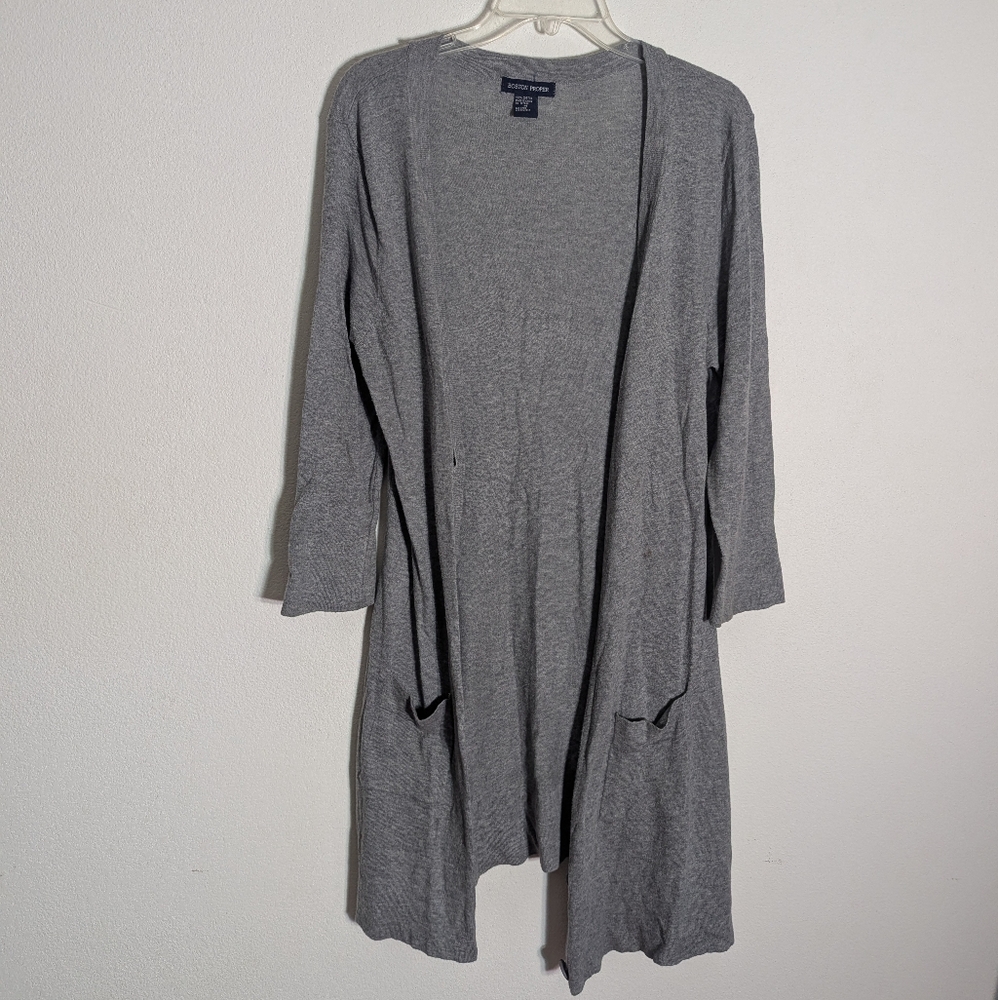 Boston‎ Proper Womens Long Cardigan Duster Sweater 100% Cotton Classic Medium
